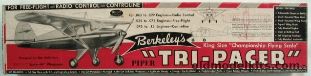 Berkeley 1/8 Piper Tri-Pacer 'King Size' RC Flying Model Airplane Kit, 3-1 plastic model kit